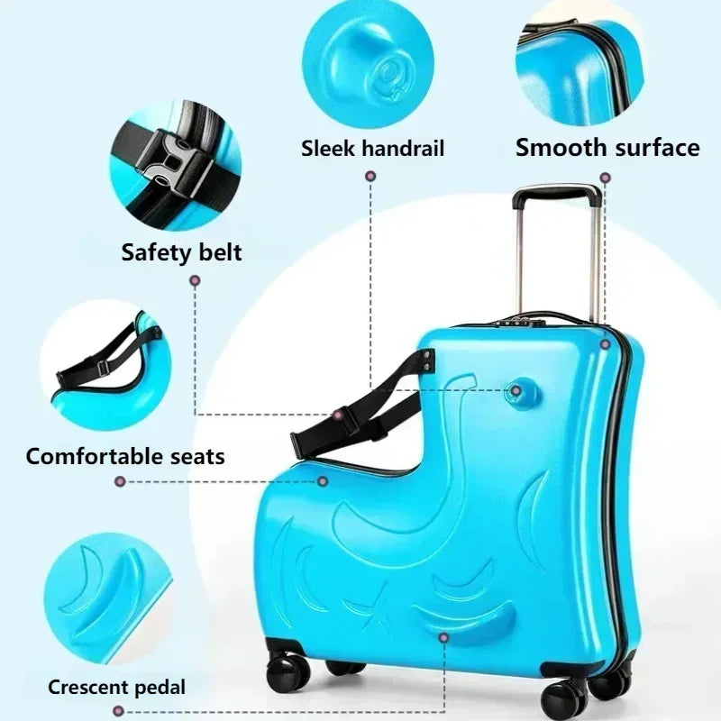 Kids Scooter Suitcase Cartoon Sit & Riding Luggage
