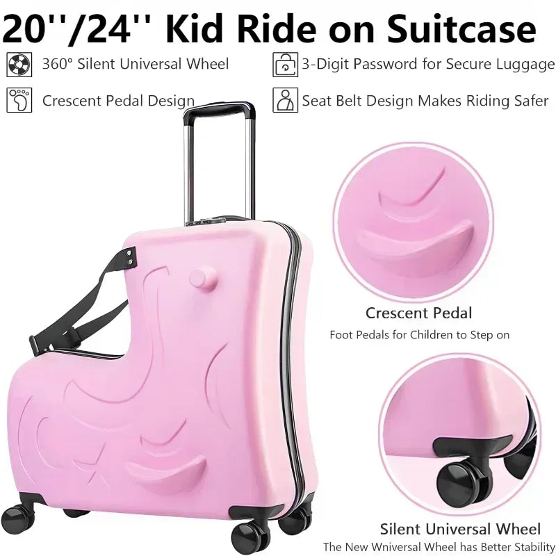 Kids Scooter Suitcase Cartoon Sit & Riding Luggage