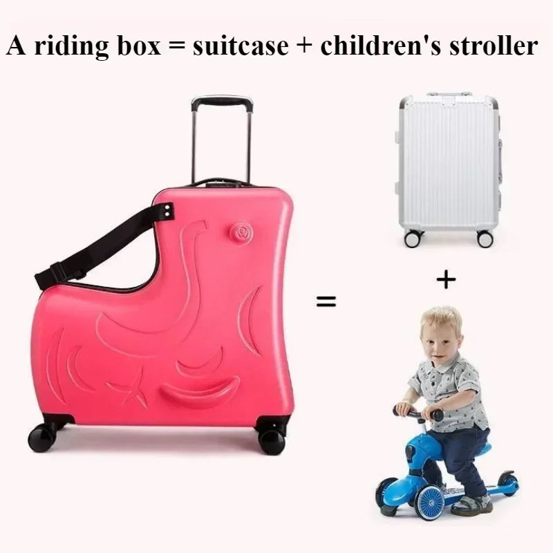 Kids Scooter Suitcase Cartoon Sit & Riding Luggage