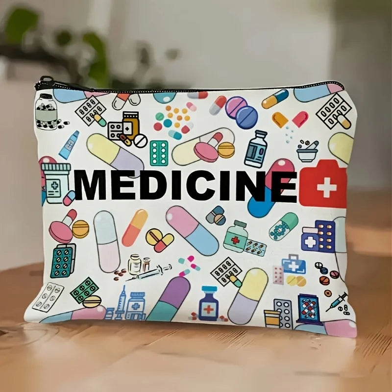 Medicine-Themed Cosmetic Travel Bag