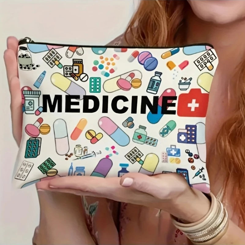 Medicine-Themed Cosmetic Travel Bag