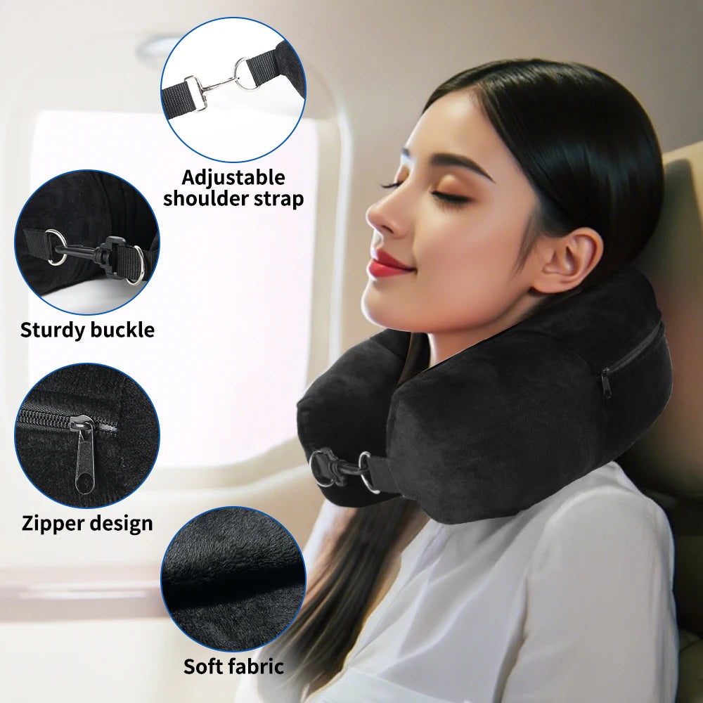 Stuffable Travel Neck Pillow With Extra Storage