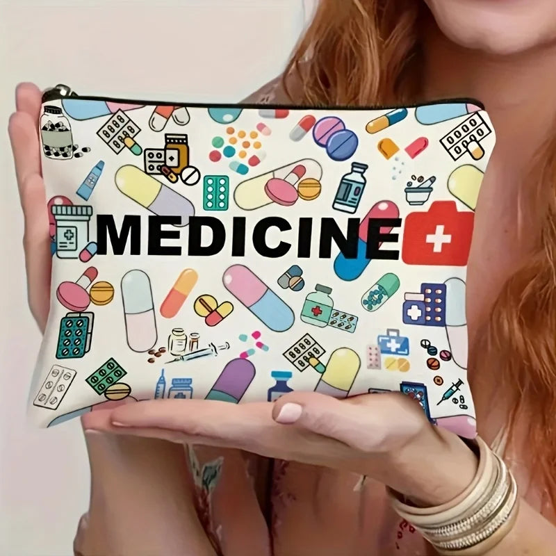 Medicine-Themed Cosmetic Travel Bag