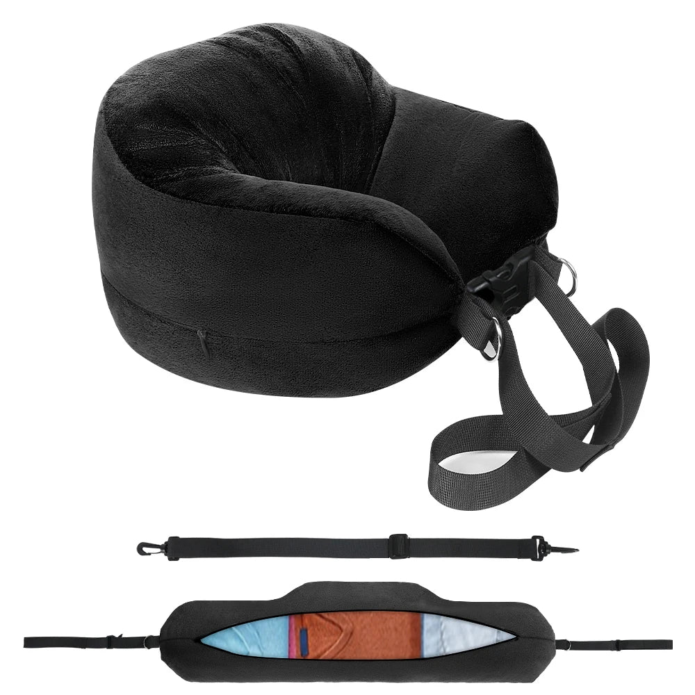 Stuffable Travel Neck Pillow With Extra Storage
