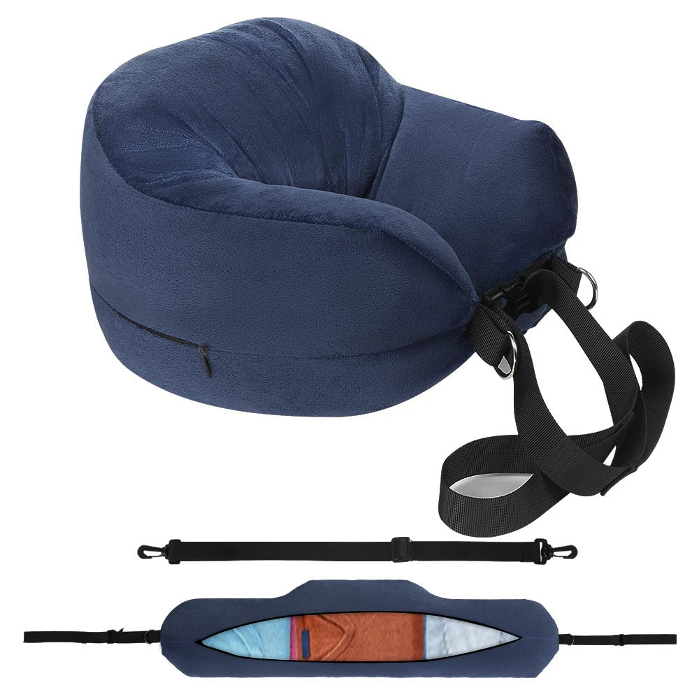 Stuffable Travel Neck Pillow With Extra Storage