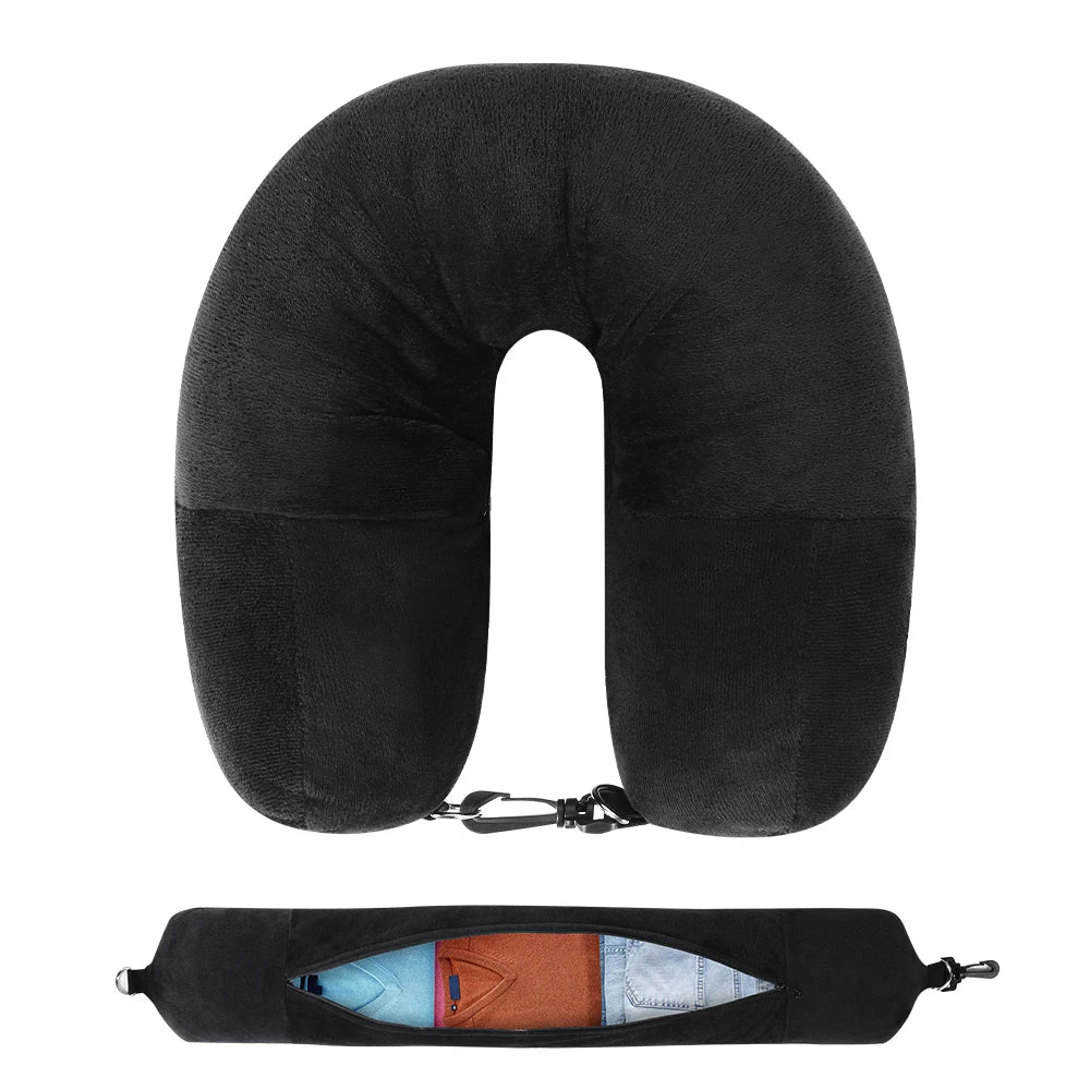 Stuffable Travel Neck Pillow With Extra Storage