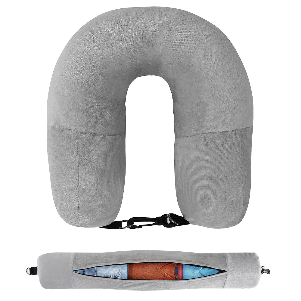 Stuffable Travel Neck Pillow With Extra Storage