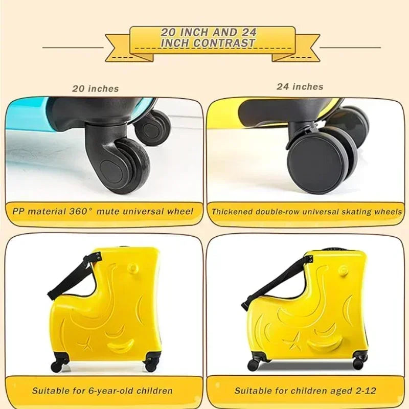 Kids Scooter Suitcase Cartoon Sit & Riding Luggage