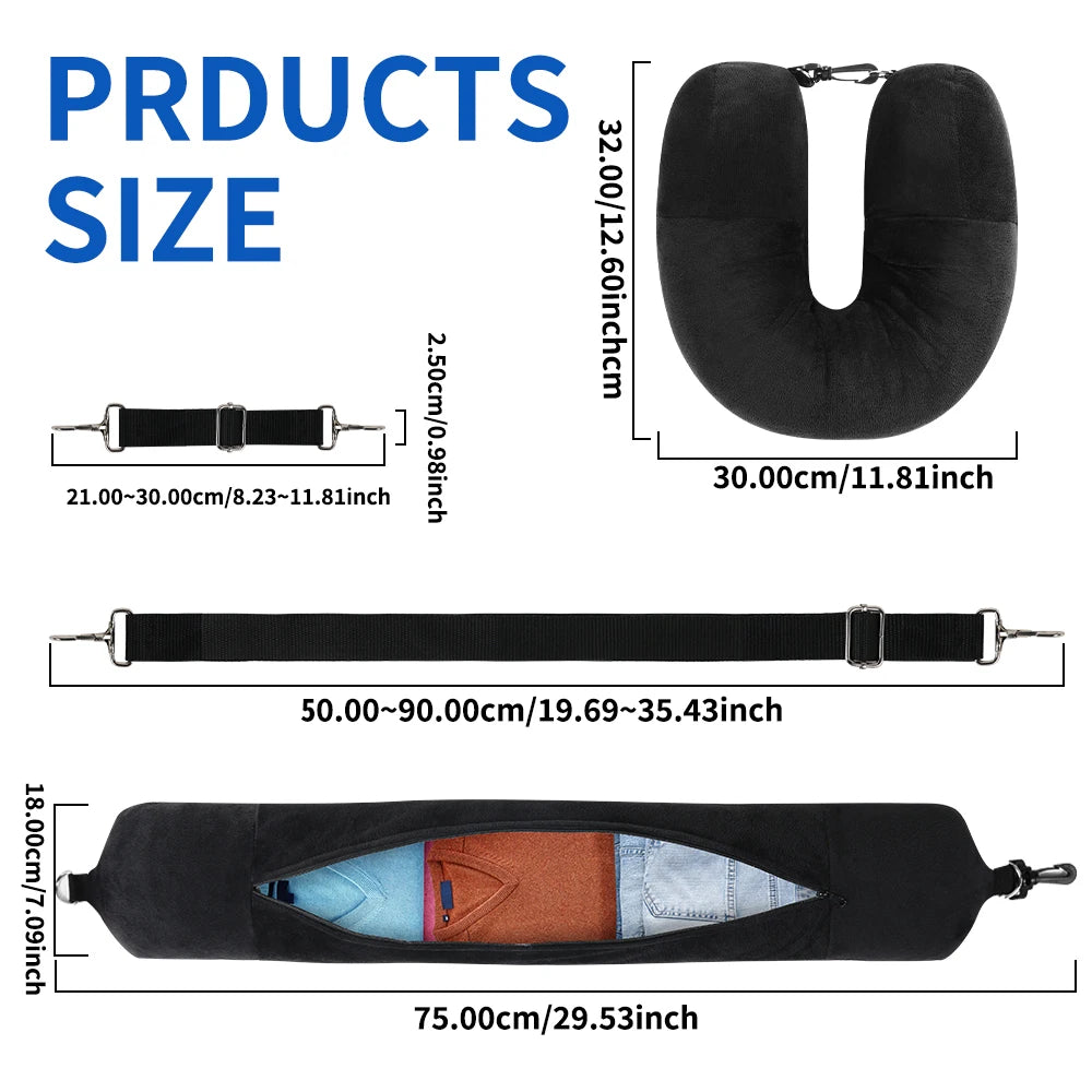 Stuffable Travel Neck Pillow With Extra Storage