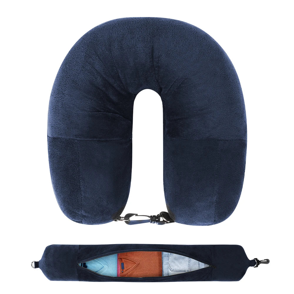 Stuffable Travel Neck Pillow With Extra Storage