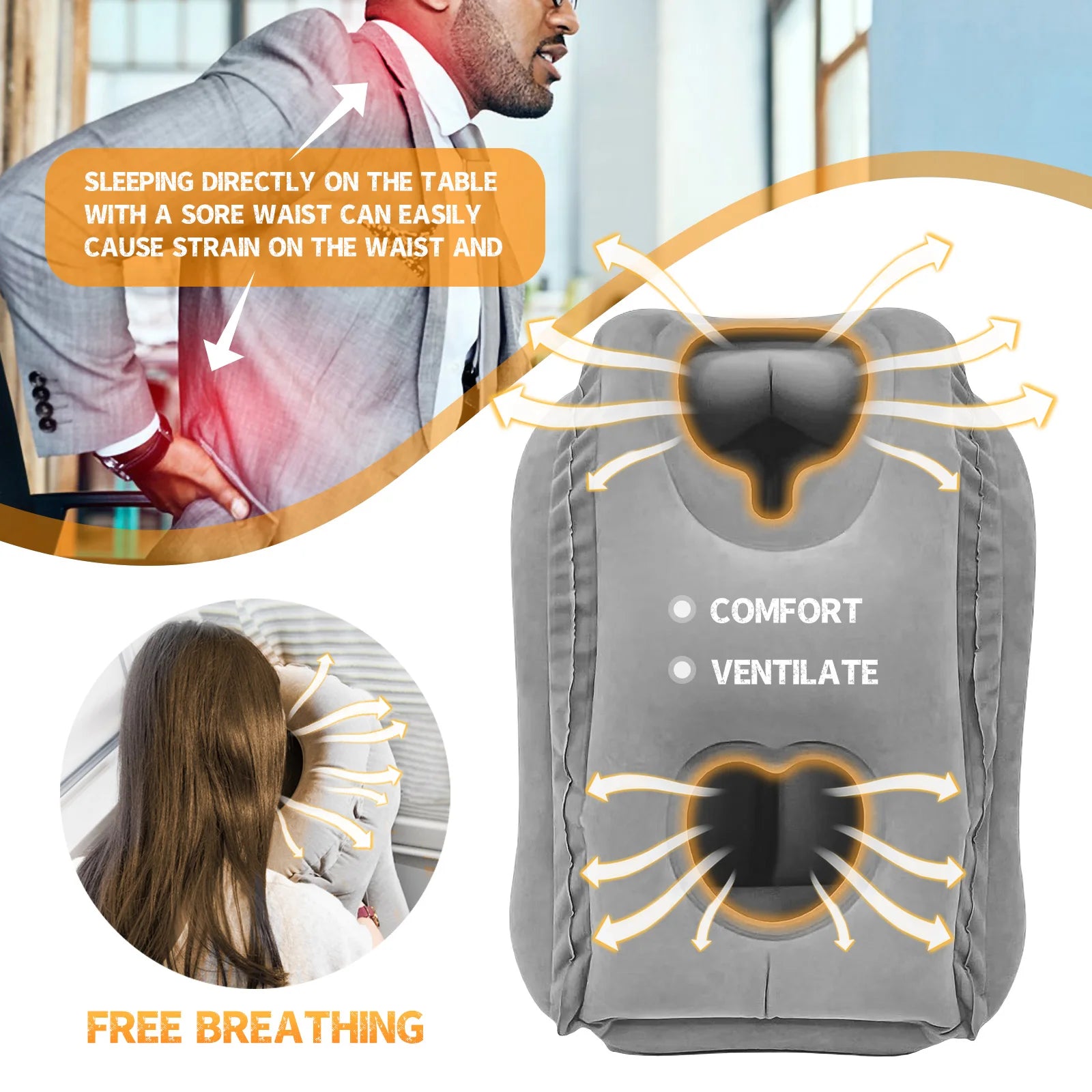 Inflatable Travel Pillow With Head support