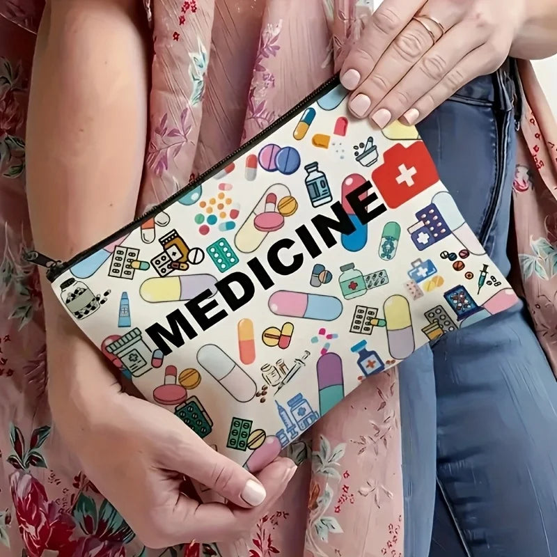 Medicine-Themed Cosmetic Travel Bag