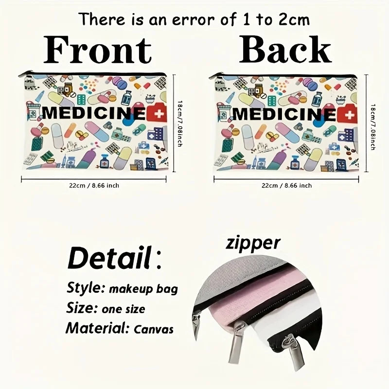 Medicine-Themed Cosmetic Travel Bag