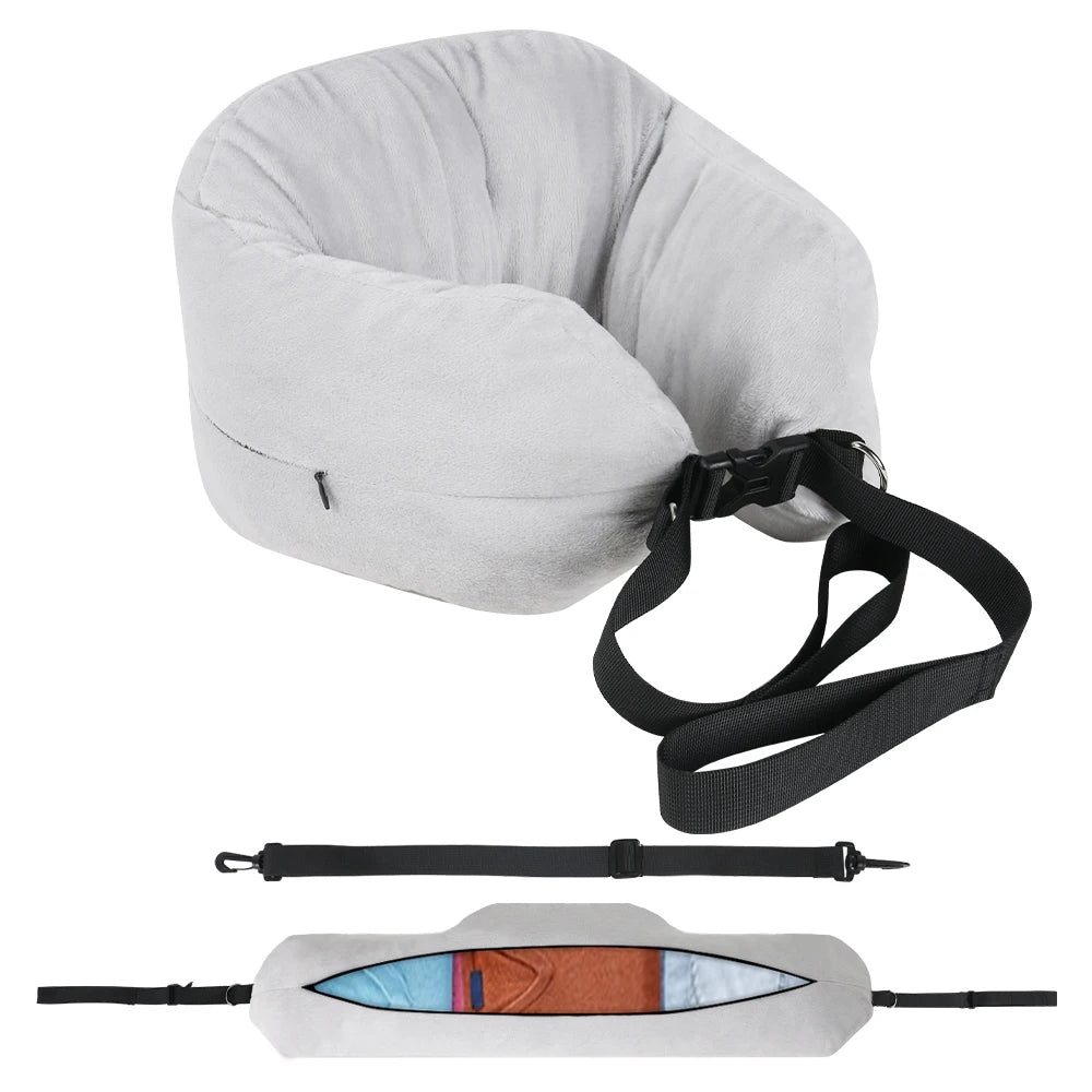 Stuffable Travel Neck Pillow With Extra Storage